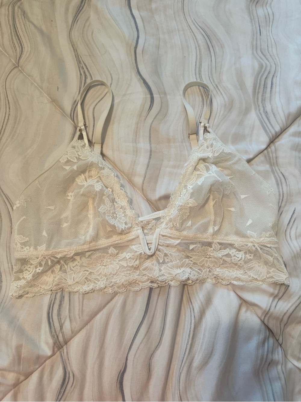 aerie Sheer Lace Bralette in Ivory Cream